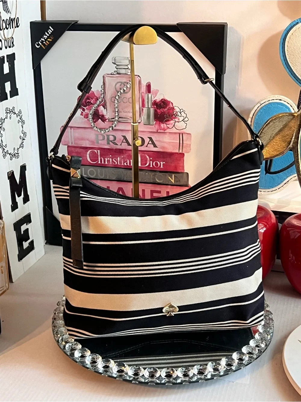 kate spade Black and White Striped Tote bag